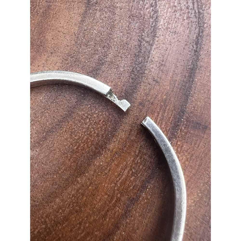 Vtg TAXCO Mexico Black Onyx Inlay Bangle Bracelet 925 Sterling Silver Hinged 24g - Picture 8 of 16